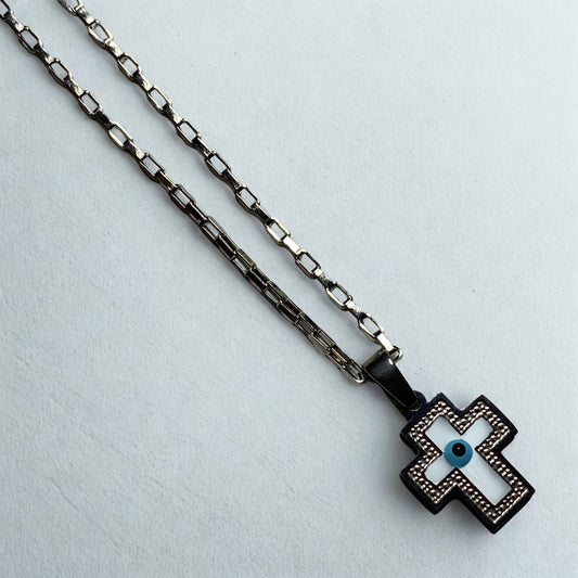 Collar cruz con ojo turco
