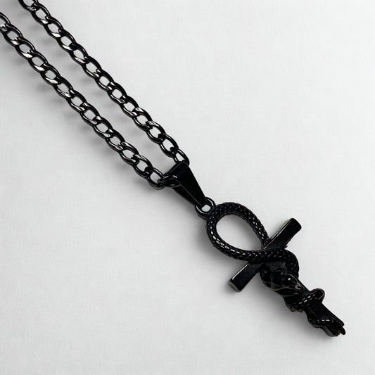 Collar cruz con serpiente