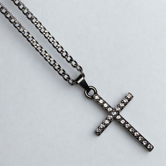 Collar Cruz slim con brillantes